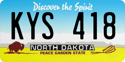 ND license plate KYS418