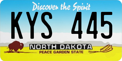 ND license plate KYS445
