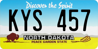 ND license plate KYS457