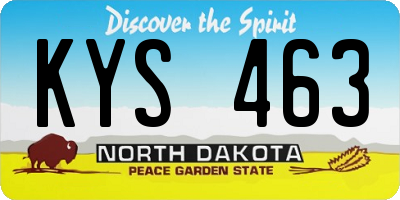 ND license plate KYS463