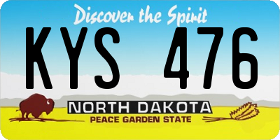 ND license plate KYS476