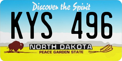 ND license plate KYS496