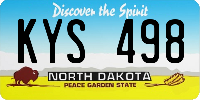 ND license plate KYS498