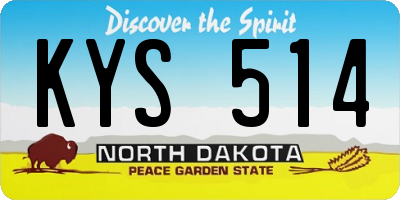 ND license plate KYS514