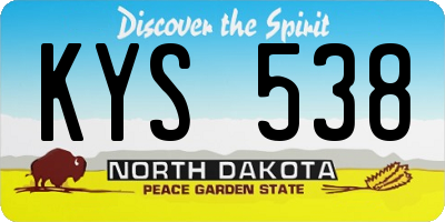 ND license plate KYS538