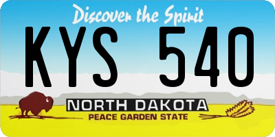 ND license plate KYS540