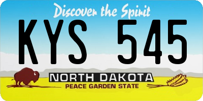 ND license plate KYS545