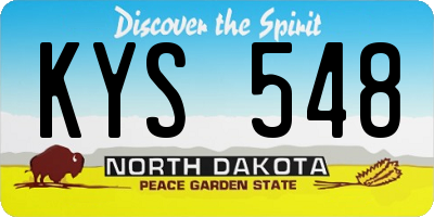 ND license plate KYS548