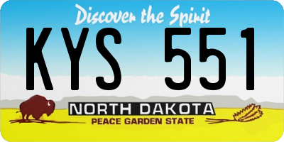 ND license plate KYS551