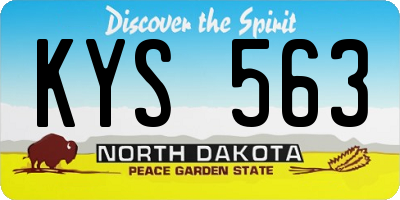 ND license plate KYS563