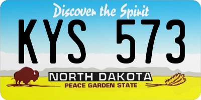 ND license plate KYS573