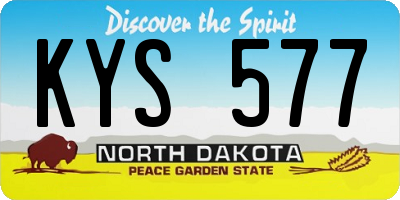 ND license plate KYS577