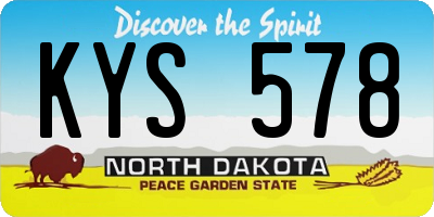 ND license plate KYS578