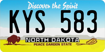 ND license plate KYS583