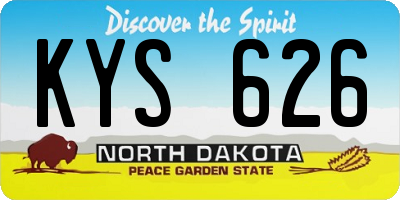 ND license plate KYS626