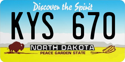 ND license plate KYS670