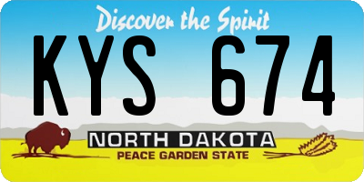 ND license plate KYS674