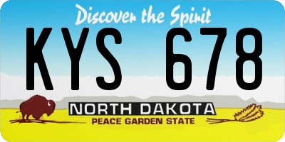 ND license plate KYS678