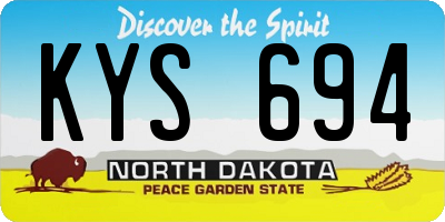 ND license plate KYS694
