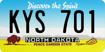 ND license plate KYS701
