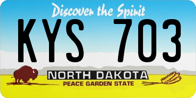 ND license plate KYS703