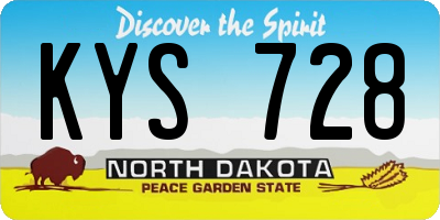 ND license plate KYS728