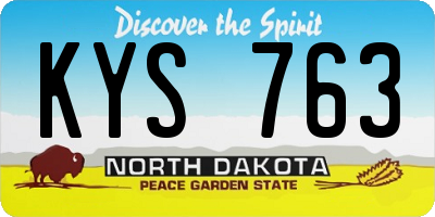 ND license plate KYS763