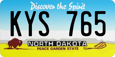 ND license plate KYS765