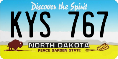 ND license plate KYS767
