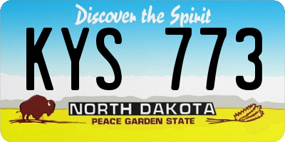 ND license plate KYS773