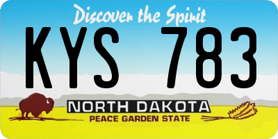 ND license plate KYS783