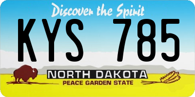 ND license plate KYS785