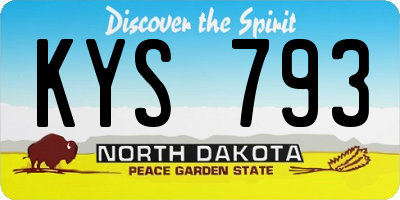 ND license plate KYS793