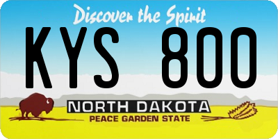 ND license plate KYS800