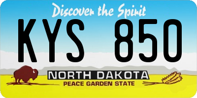 ND license plate KYS850