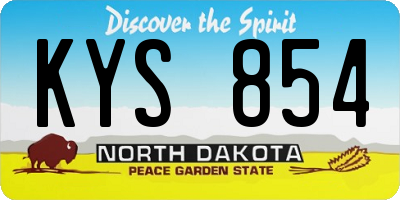 ND license plate KYS854