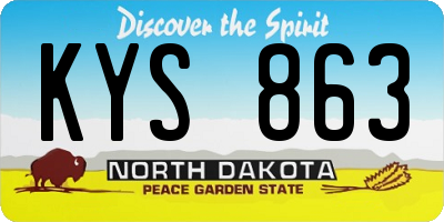 ND license plate KYS863