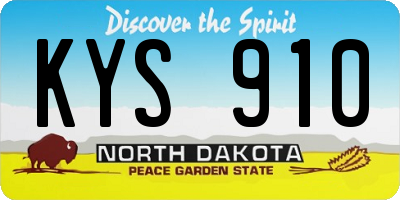 ND license plate KYS910