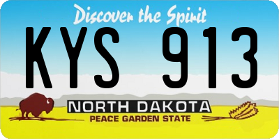 ND license plate KYS913