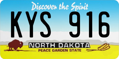 ND license plate KYS916