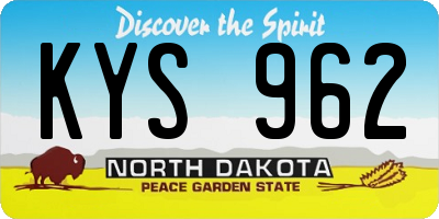 ND license plate KYS962