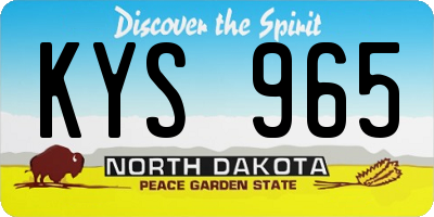 ND license plate KYS965