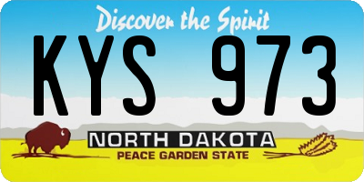 ND license plate KYS973