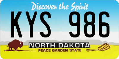 ND license plate KYS986