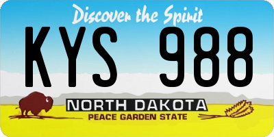 ND license plate KYS988
