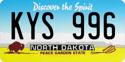 ND license plate KYS996