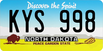 ND license plate KYS998