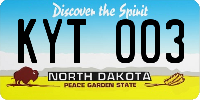 ND license plate KYT003