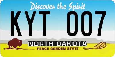 ND license plate KYT007