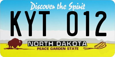 ND license plate KYT012